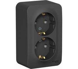 Двойная розетка Schneider Electric BLANCA О/У с заземлением, без шторок, АНТРАЦИТ BLNRA010216 