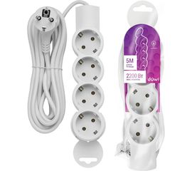 Удлинитель duwi 4 гнезда, без выключателя, с землей, 5 м 32013 7 