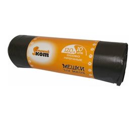 Пакеты универсальные особо прочные черные (10 шт; 120 л; 40 мкм; ПВД) Рыжий кот 310410 