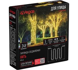 Электрогирлянда-конструктор Vegas нить 48 теплых LED ламп прозрачный провод 5 м 55000 