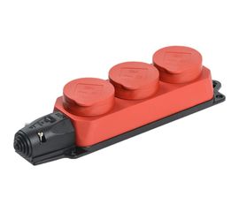 Трехместная розетка IEK РБ33-1-0м ОМЕГА, IP44, красная PKR61-016-2-K04 