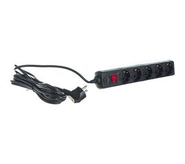 Сетевой фильтр TDM СФ-05В выключатель, 5 гнезд, 5 метров, ПВС 3х1мм2, 16А/250В, черный SQ1304-0003 