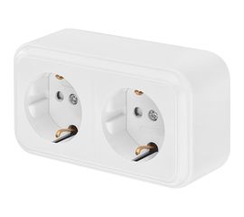 Розетка Bylectrica 2-местная ОУ с заз.конт. со шторкой, серия ПРАЛЕСКА, белый, РА16-274 