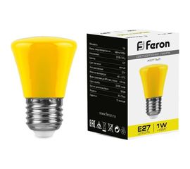 Светодиодная лампа FERON 1W 230V E27 желтый, LB-372 25935 