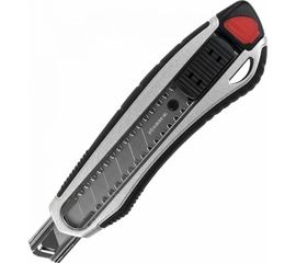 Канцелярский нож BRAUBERG мощный, 18 мм, Heavy duty, автофиксатор, резиновые вставки, металл 237158 