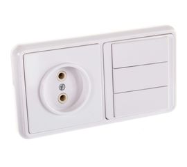 Комбинированный блок Кунцево-Электро БЭЛЛА скрытая установка выключатель+розетка БКВР-039 5839 