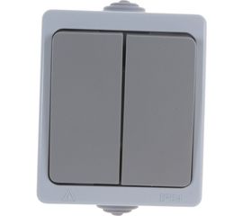 Выключатель, 2 клавиши UNIVersal Аллегро IP54, серый 1280 