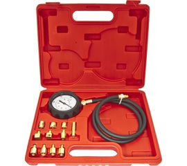 Тестер давления масла в наборе с резьбовыми адаптерами 12 предметов, в кейсе ЭВРИКА ER-86311 