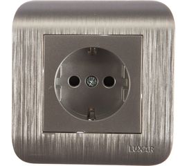 Розетка LUXAR Deco с/у с з/к серебро с рифленой рамкой, 250В 16А 4606400620310 
