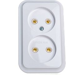 Розетка Bylectrica, 2-местная ОУ серия Пралеска, белый РА16-238 