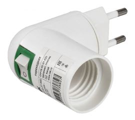 Переходник IEK вилка 220В-патрон Е27, пластик, белый EPP16-02-01-K01 