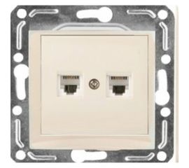 Двухместная телефонная розетка RJ -11, крем Volsten Violet V01-22-F22-M 9141 