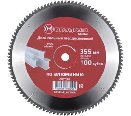 Диск пильный твердосплавный Special (355х25.4 мм; 100 зубов) MONOGRAM 087-294 