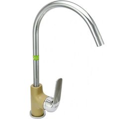 Латунный смеситель для мойки Eleanti одноручный, бежевый/хром, картридж 35 мм, крепеж гайка 0402.476 