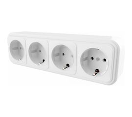 4-местная розетка STEKKER с заземлением PST16-61-20 RA 16-466-Б, пластик АВС, 16А, IP20, белый 39703 