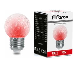 Лампа-строб FERON LB-377 Шарик прозрачный E27 1W красный 38210 