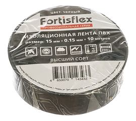 Изолента ПВХ FORTISFLEX 15 ммх0.15 ммх10 м черная 71228 