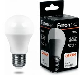 Светодиодная лампа FERON PRO LB-1007 шар E27 7W 4000K OSRAM LED 38024 