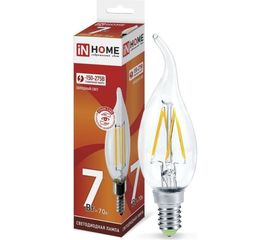 Светодиодная лампа IN HOME LED-СВЕЧА НА ВЕТРУ-deco 7Вт 230В Е14 6500К 630Лм прозрачная 4690612034997 