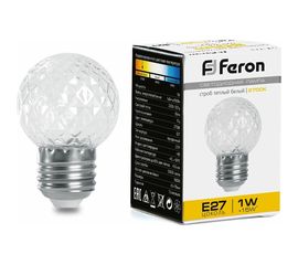 Лампа-строб FERON LB-377 Шарик прозрачный E27 1W 2700K 38208 