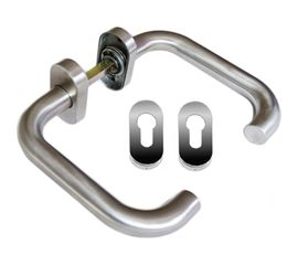 Дверная ручка из нержавеющей стали, в комплекте с креплениями и накладкой на цилиндр HOME SS002NOVAL 