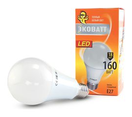 Светодиодная лампа ECOWATT A60 230В 18W 3000K E27 теплый белый свет груша 4606400206132 
