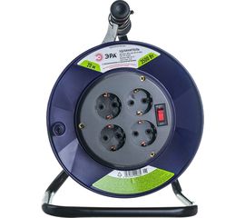 Силовой удлинитель ЭРА RPx4es3x1.520m на пластиковой катушке, c заземлением, 4 гнезда, 20м, ПВС 3х1.5 Б0046849 