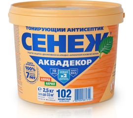 Антисептик для дерева СЕНЕЖ АКВАДЕКОР Х2-102 бесцветный, 2.5 кг 11038 