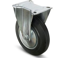 Промышленное неповоротное колесо Tech-Krep D100 оцинкованная сталь с резиновой шиной и ролико-подшипником, площадка - накладка 151212 