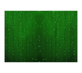 Гирлянда Neon-Night дождь, занавес, 2х1.5м, прозрачный ПВХ, 192 LED зеленые, 12 LED/нить, 16 нитей 235-304-6 