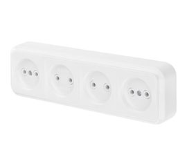 Розетка Bylectrica 4-местная ОУ, серия ПРАЛЕСКА, белый, РА16-264 