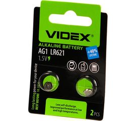 Щелочная/алкалиновая батарейка VIDEX AG1/364/621 2 штуки на блистере VID-AG01-2BC 