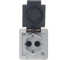 Розетка Aling-conel ARMOR IP55 16A 250В открытой установки с поликарбонатовой вставкой, серый 2711.1A 117006 
