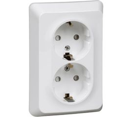 Двойная розетка Schneider Electric ЭТЮД скрытой установки, с заземлением, со штороками, 16А, 250B, белый PC16-108B 