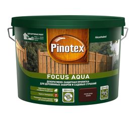 Деревозащитное средство PINOTEX FOCUS AQUA для защиты заборов красное дерево 9л 5270901 