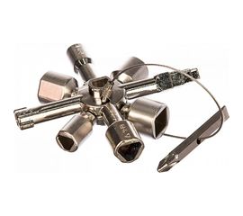 Ключ для электрошкафов VIRA с 10 рабочими профилями и битой 514010 