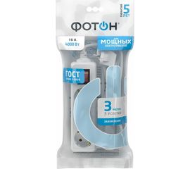 Сетевой удлинитель ФОТОН 16-33ЕS, 3м, 3 розетки, 16А, с выключателем, с заземлением, Белый 24752 