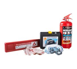 Набор автомобилиста ON 6 предметов сумка, аптечка, огнетушитель, трос, знак, перчатки 16-07-010 