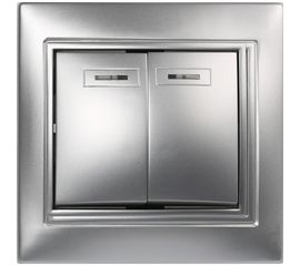 Выключатель Smartbuy 2-клавишный с индикатором 10А серебро, Венера SBE-01s-10-SW2-1-c 