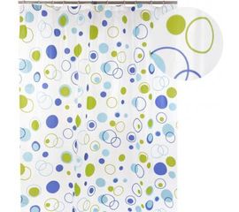 Штора для ванной Аквалиния Зеленые круги 1.8х1.8 м 09.002Е-44 