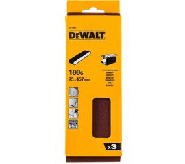 Шлифлента для дерева, краски (3 шт; 75х457 мм; К100) DEWALT DT 3643 