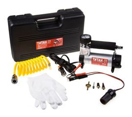 Металлический компрессор 30л/мин в прикуриватель + с крокодилами SKYWAY ТИТАН-01 S02001014 