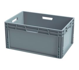 Ящик Sembol Plastik п/э, 600x400x280 мм, сплошной, усиленное дно, цв. серый 24287 
