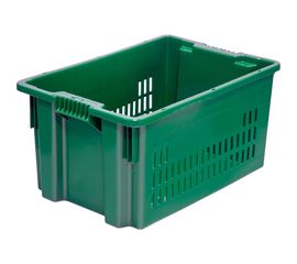 Ящик Тара.ру п/э 600х400х300 дно сплошное, стенки перфорированные, зелёный 05419 