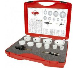 Набор коронок HSS-Co (22-68 мм) 10 шт. + 2 адаптера RUKO 126304 