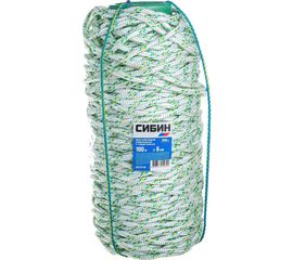 Плетёный капроновый 16-прядный фал с капроновым сердечником, диаметр 6мм, бухта 100м, 650кгс СИБИН 50220-06 