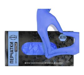 Виниловые неопудренные перчатки AVIORA голубые, размер XL, 100 шт 402-918 