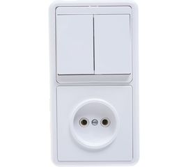 Комбинированный блок Кунцево-Электро БЭЛЛА скрытая установка выключатель+розетка БКВР-038 5827 