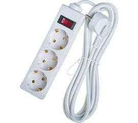 Удлинитель ExeGate EC-3-3W 3 евро с заземлением, 3м, выключатель с подсветкой, белый 279354 