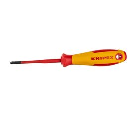 Тонкая отвёртка Knipex VDE 1000V Pozidriv PZ1 крестовая, L стержня 80 мм, 2-комп. рук-ка KN-982501SL 